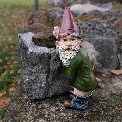 Garden Pee Dwarf Ornament Resin Elf Cartoon White Beard Old Man Statue Christmas Gift Ornament Handmade Resin Figurines Pooping