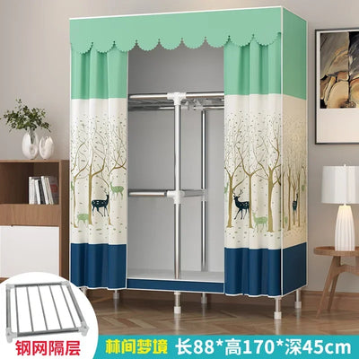 Simple Steel Frame Wardrobe  Easy Assembly, NonWoven Fabric Closet, Durable Storage Solution, Bedroom Organization