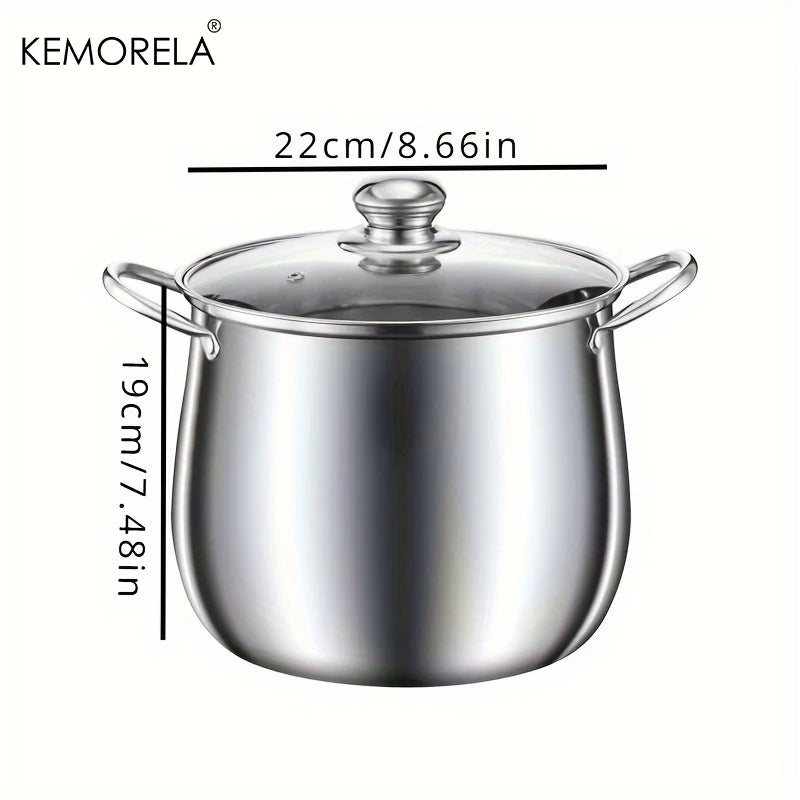 1Pc Stainless Steel Soup Pot Large Capacity Household Noodle Cooking Pot Stew Chicken Soup Induction Cooker Gas Stove Universal