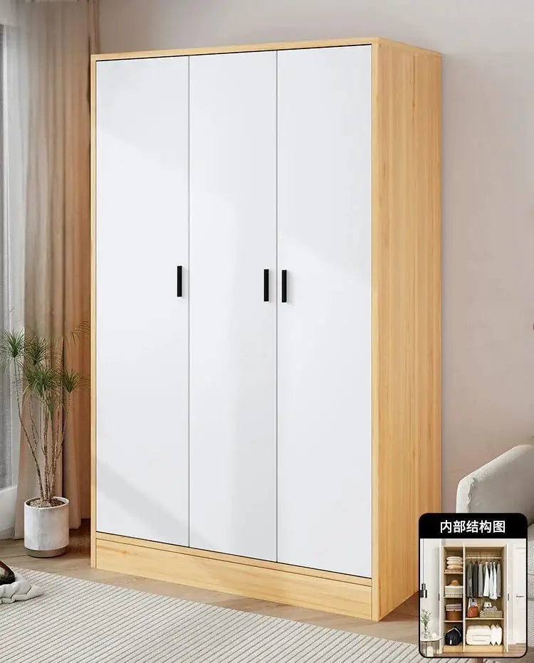 Small Wardrobe Household Bedroom Wooden Cabinet Simple Assembly Wardrobe Strong Durable Rental Room