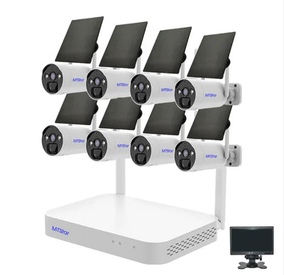 4pcs/8pcs Wireless Solar Panel Battery WIFI Camera & WiFi NVR Video Surveillance Security System Kit with 7 Inch HD Monitor