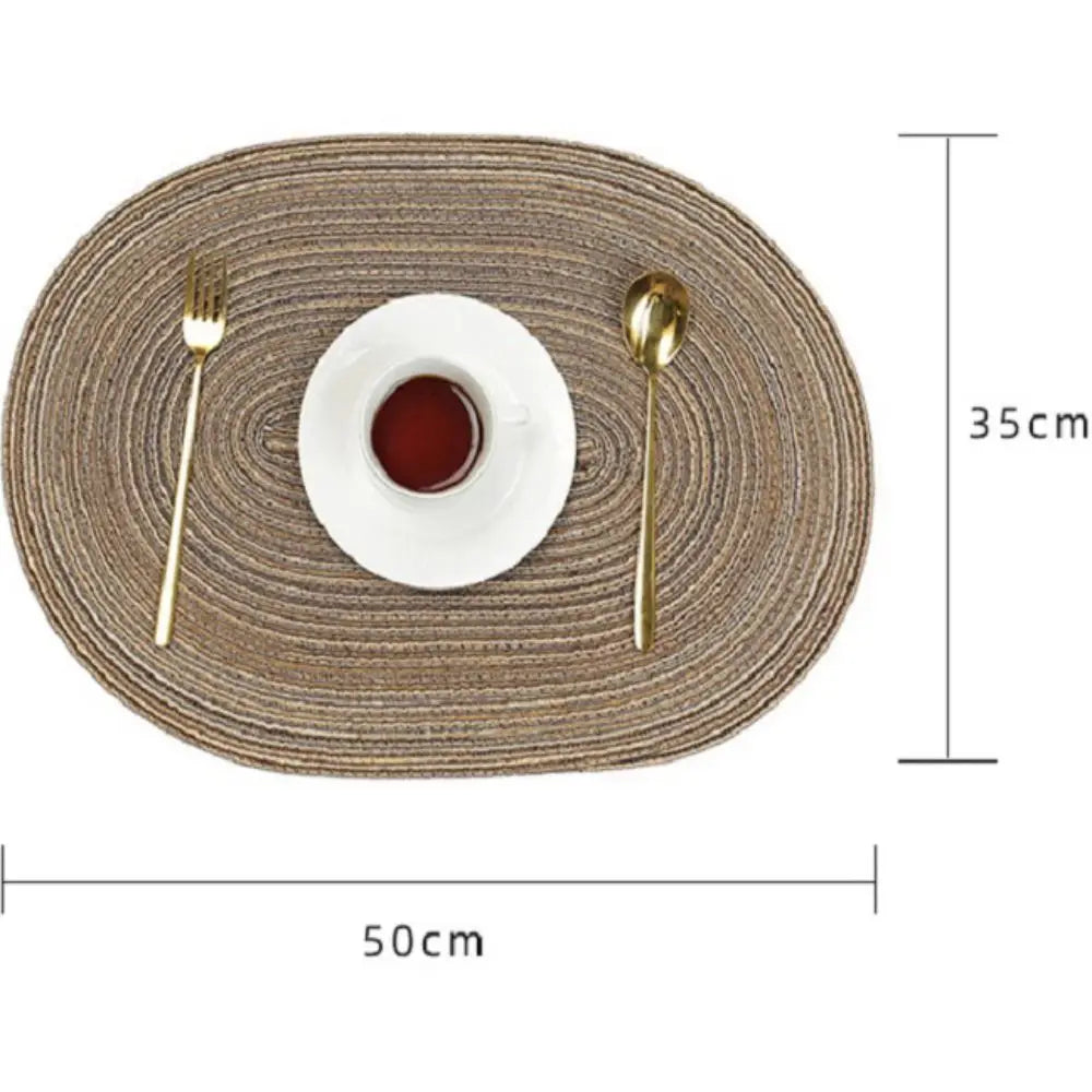 Oval Table Place Mats Pad Braided Non-slip Heat Insulation Placemat Kitchen Accessories Farmhouse Decor Bowl Dish Pad Mat