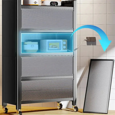 Modern Metal Kitchen Cabinets Kitchen Furniture Multi-layer Storage Cabinet Floor Racks Multi-functional Tableware Cabinet U