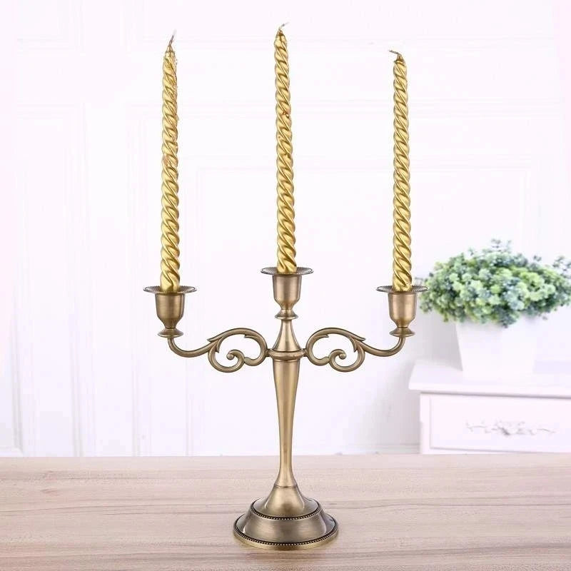 New Bronze Candelabra Metal 5-arms/3 arms Candle Holders Wedding Decoration Candlesticks Event Candle Stand Table Centerpiece