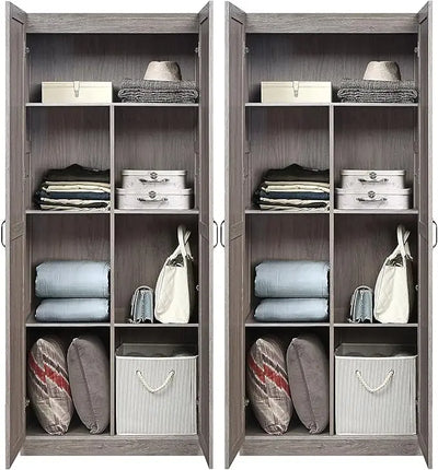 Hopkins Modern Freestanding Locker with 7 Adjustable Shelves and Soft-Close Doors, Bedroom Multifunctional Wardrobe