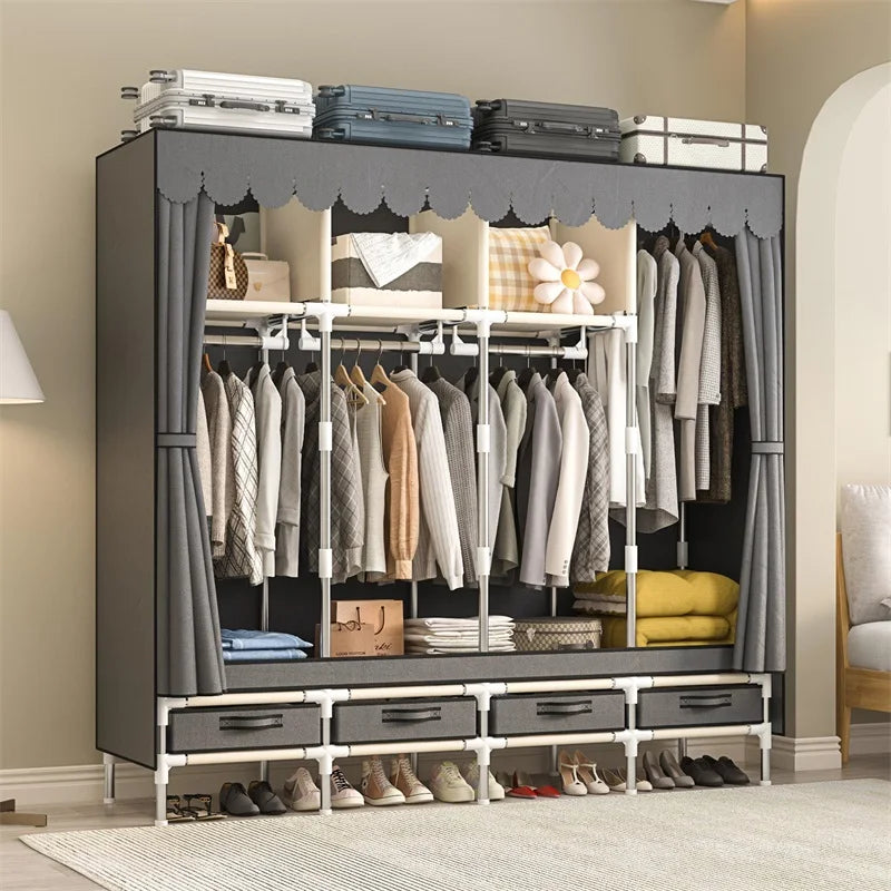 Simple wardrobe, household bedroom, cloth wardrobe, rental house, sturdy, durable, economical assembly