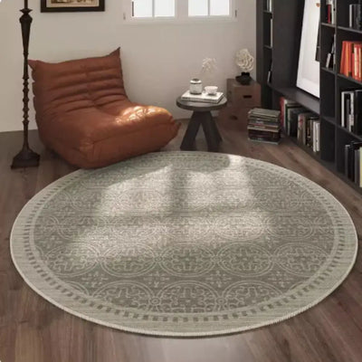 VIKAMA Nordic Classic Folk Style Round Loop Fleece Rug Room Bedside Study Sofa Coffee Table Stain and Slip Resistant Carpet