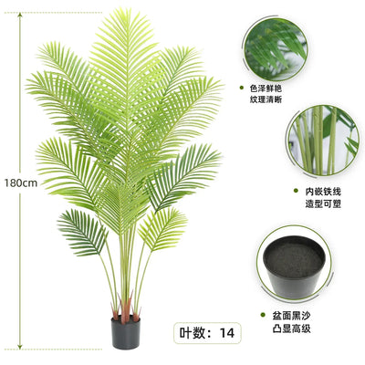 Large Artificial Palm Tree Tropical Fake Plants Green Plastic Palm Leafs Big Monstera Tree Branch For Home Garden Decor