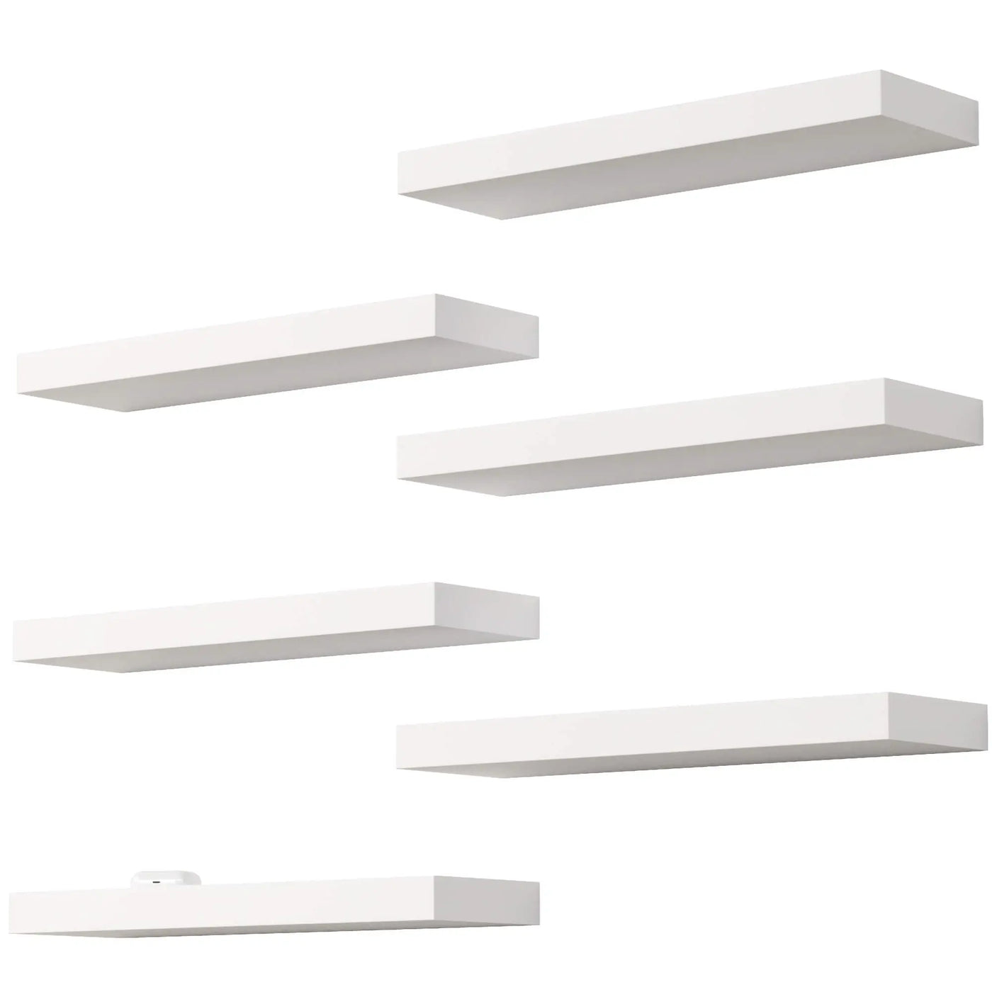 White 6Pcs Floating Shelves, Wall Mounted Small Shelves for Room, Modern Hanging Shelves, Display Wall for Wall Décor