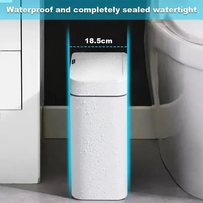 Induction trash can smart non-contact narrow smart home15L automatic bagging electronic trash can smart bathroom trash can white