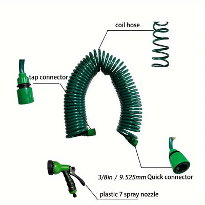 25FT/50FT Expandable coil garden hose with universal connectors - high pressure, wear resistant, for irrigation and car washing