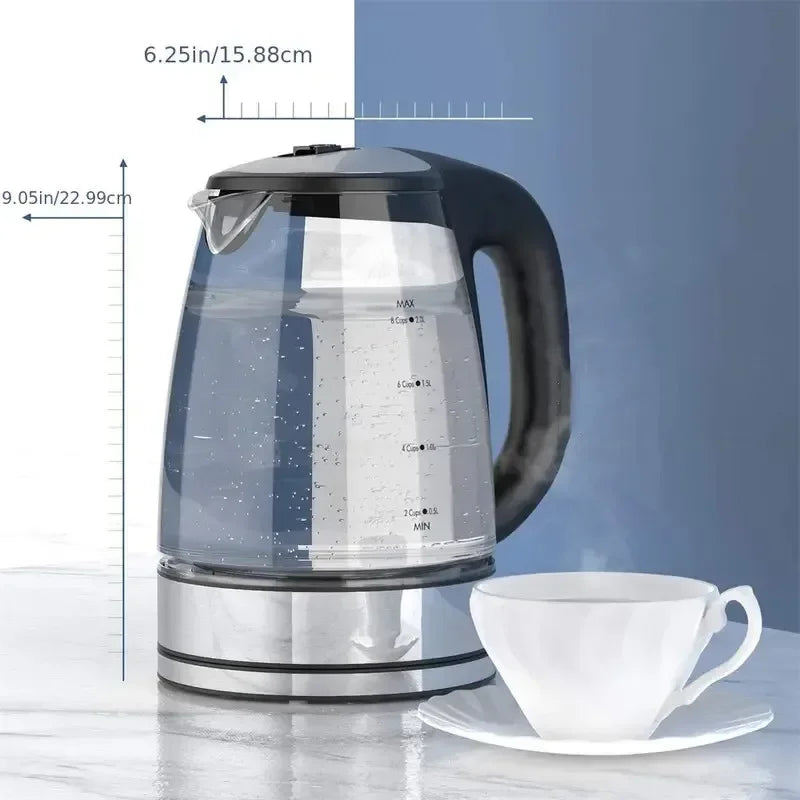 DEVISIB Electric Kettle Temperature Control 4Hours Keep Warm 2L Glass Tea Kettle 2200W Water Boiler LED Indicator Auto Shut-Off