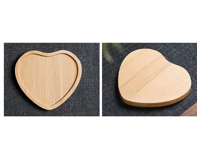 100pcs Creative Heart Shape Coasters Natural Bamboo Cup Mat Placemat Wedding Party Favors and Gifts Souvenirs SN4571