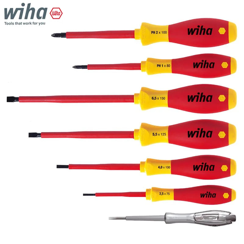 Wiha 00834 Flat Head Cross Screwdriver Set (7 Pieces) High Quality Materials And Precision Craftsmanship Extend Service Life