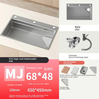 304 Stainless Steel Kitchen Sink Silver Embossed Large Single Slot Undermount Basin Dishwasing Sinks For Kitchen