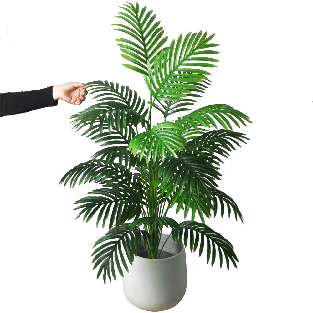 90-180cm Large Fake Palm Tree Artificial Tropical Plants Plastic Monstera Leaves Big OliveTree Foliage for Home Garden Decor