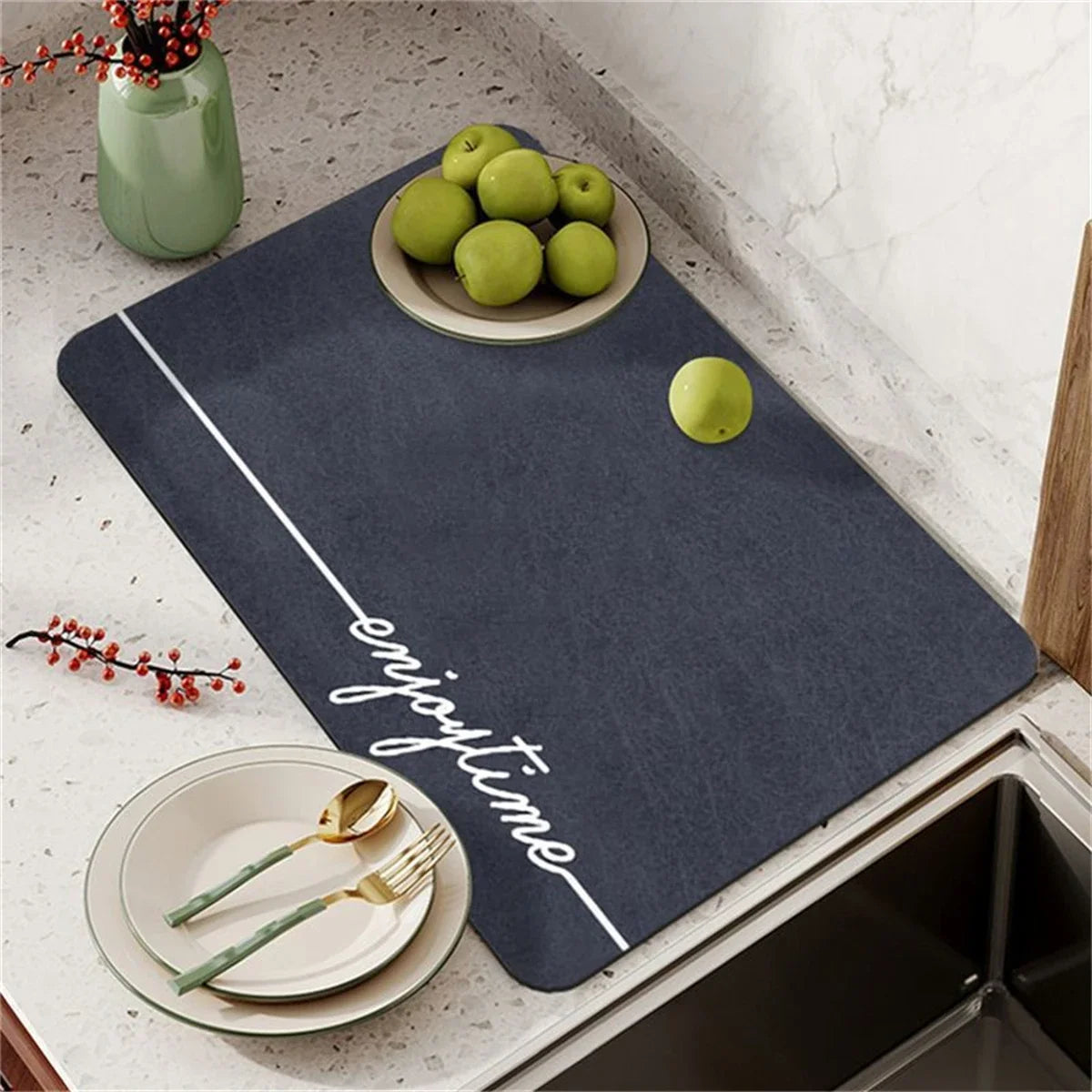 Simplicity Style Mouse Pad Table Mat Silicone Coasters Stripe Printing Individual Absorbent Drying Mat For Kitchen Cup Coaster