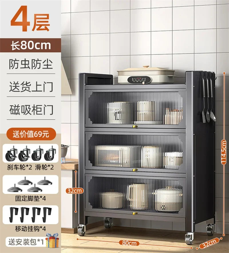 Modern Metal Kitchen Cabinets Kitchen Furniture Multi-layer Storage Cabinet Floor Racks Multi-functional Tableware Cabinet U