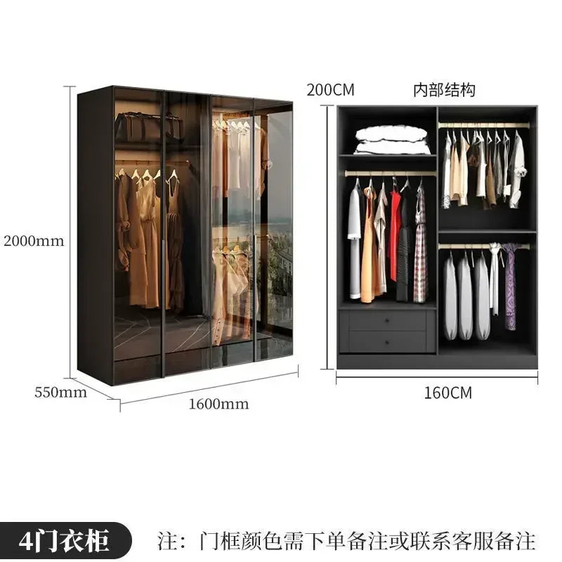 Women Oganizers Wardrobe Drawers Simple Modern Hanger Rail Wardrobes Glass Sliding Door Unique Roupeiro De Quarto Furnitures