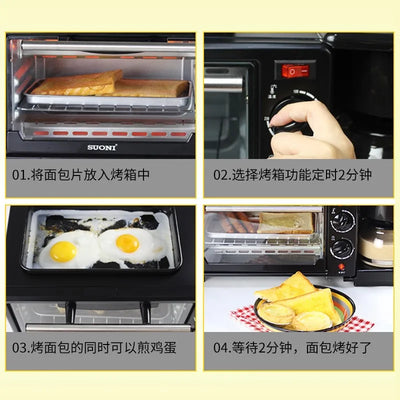 Four A Pizza Electrique Three In One Breakfast Machine Multifunctional Electric Egg Tart Baking Bread Electric Oven