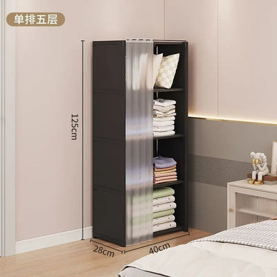 6/5 Layers Dustproof Wardrobe High Capacity Partition Bookshelf Bedroom Open Simple Assembly Storage Cabinet Bedroom Furniture