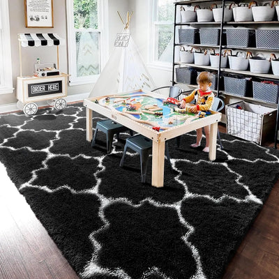 VIKAMA Tie-Dye Silk Wool Rug Living Room Coffee Table Soft Plush Floor Mat Modern Nordic Full Bedroom Bed Blanket For Children