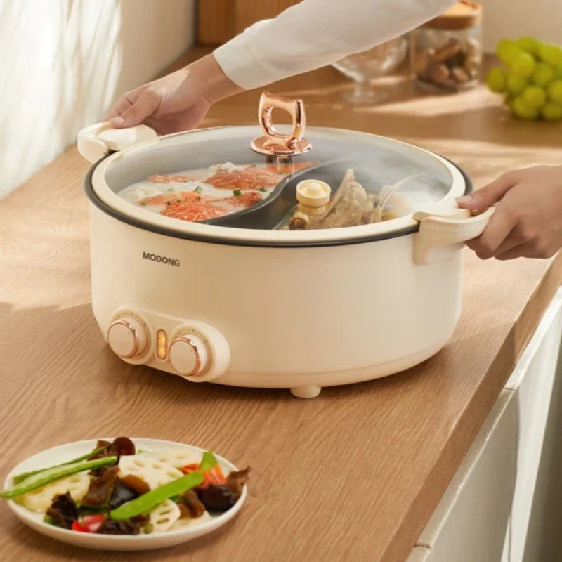 DK75: Dual Hot Pot Cooker, Portable Electric MultiFunction Pot, Perfect for Dorms, Students, and Small Kitchens, Easy to Clean