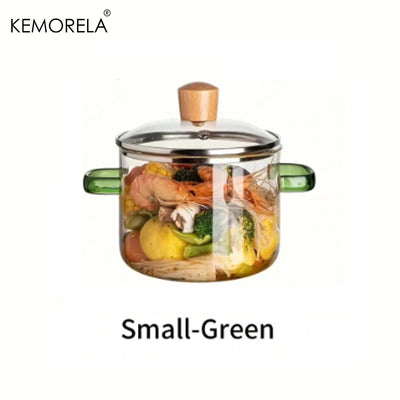 Glass Saucepan Clear Cooking Pot Soup Pot Heating Dual Handles Glass Saucepan With Cover Kitchen Cooking Tools