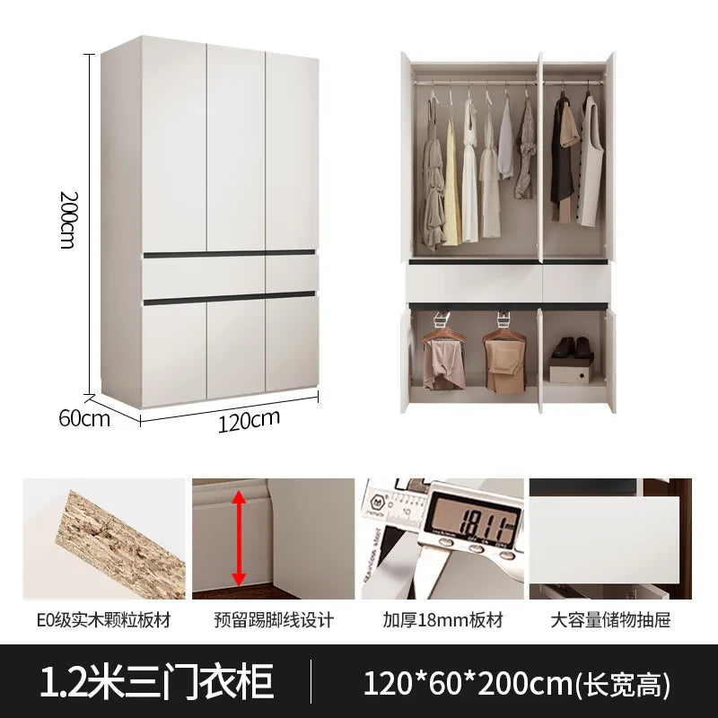 Wardrobe flat door split adult cabinet modern simple household rental room granule board combination bevel wardrobe