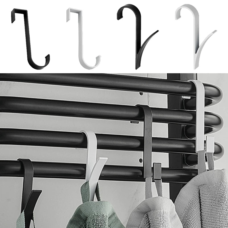 1/2/4pcs Kitchen Bathroom Hanger Clips Storage Rack Hanger Heated Towel Radiator Rail Clothes Scarf Hanger Hooks Aluminum Holder