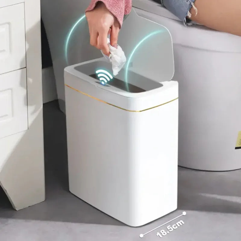 15/18L Bathroom Smart Sensor Trash Can Garbage Bucket for Kitchen Toilet Waterproof Narrow Seam Automatic Trash Bin Wastebasket