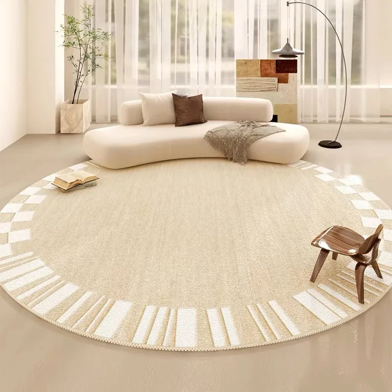 VIKAMA Crystal Pile Simple Line Round Bedroom Sofa Carpet Bedside Window Floor Mat