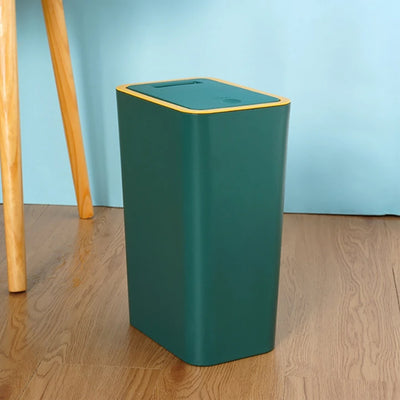 Bathroom Trash Can Large Garbage Can With Press Top Lid For Toilet Bedroom Living Room Plastic Wastebasket With Pop Up Lid