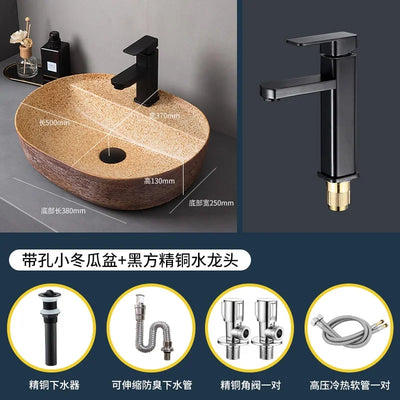 Medieval style platform basin ceramic art bathroom washing creative washbasin household washsink single