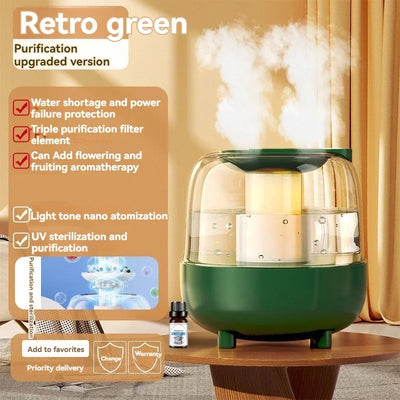 5L large capacity humidifier usb double fog spray low noise home bedroom office night light essential oil diffuser