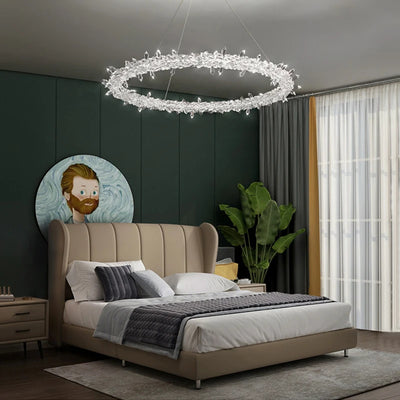 Nordic bedroom LED chandelier living room ceiling chandelier hotel crystal lamp modern room lighting