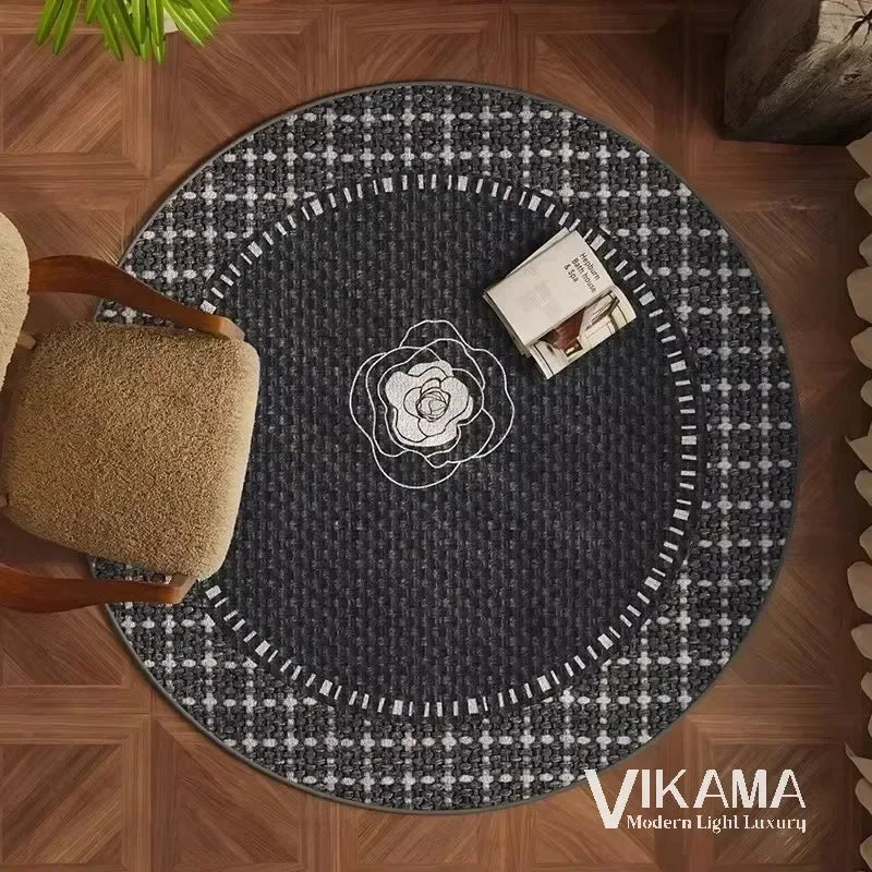 VIKAMA Round Simple Light Luxury Upgraded Material Living Room Bedroom Kitchen Bathroom Thickened Floor Mats Rug Carpet