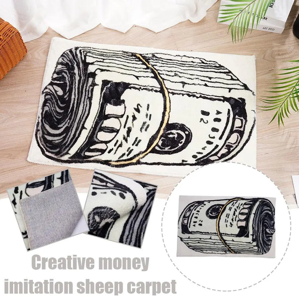 Money Shaped Carpet Creative Personality Imitation Door Art Floor Cashmere Irregular 100 Mat Dollar Rug Mat Money Bill I2Z7