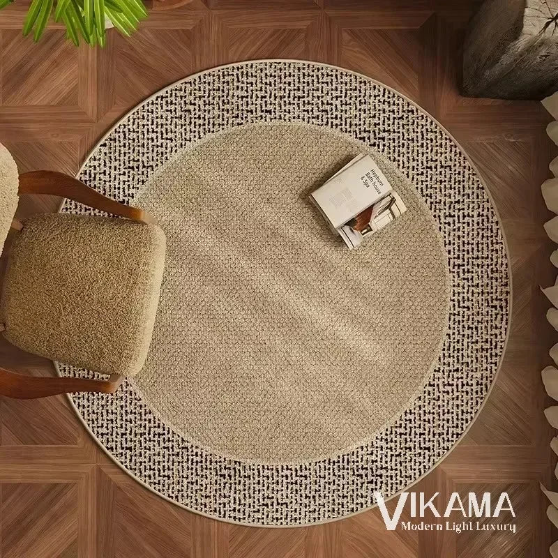 VIKAMA Round Simple Light Luxury Upgraded Material Living Room Bedroom Kitchen Bathroom Thickened Floor Mats Rug Carpet