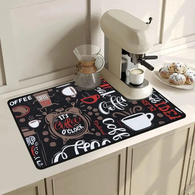 Coffee Cup Drying Mat Non-slip Absorbent Mat Diatoms Tableware Kitchen Counter Drain Mat Coffee Bar Drain Mat