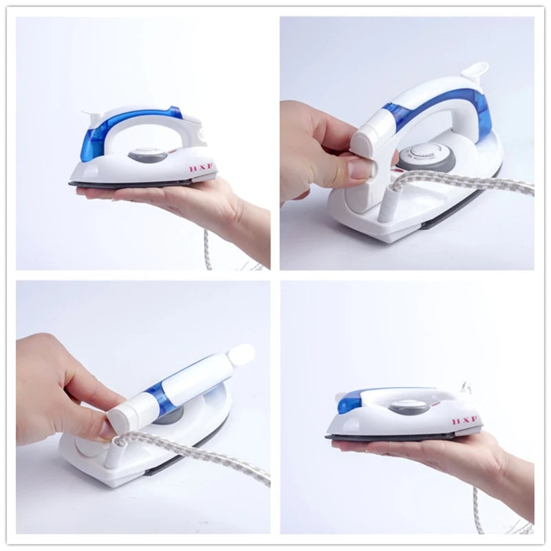 Portable Compact Size Mini Handheld Electric Baseplate Steam Iron Machine Foldable Handle Home Travel Use with 3 Gears Control