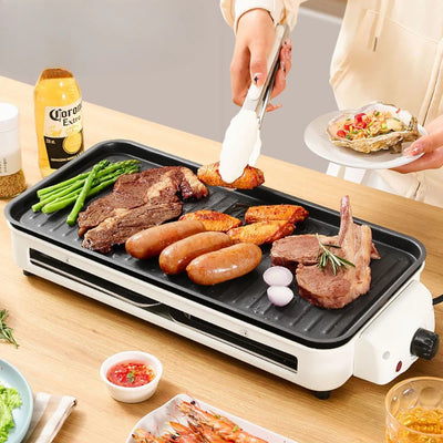 220V Smokeless BBQ Electric Kebab Rotary Grill Stove Rotisserie Teppanyaki Barbecue Non-stick Frying Pan Skewer Griddle