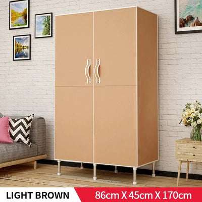 Double door folding simple cloth wardrobe thickened and thickened 19mm steel pipe single person storage wardrobe