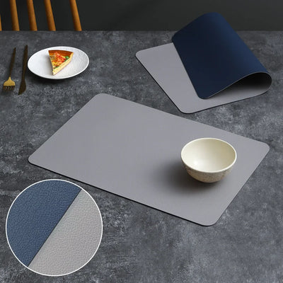 PVC Double-sided Lychee Patterned Leather Dining Table Mat Hotel Home Dining Plate Anti Slip Bowl Square Insulation Mat