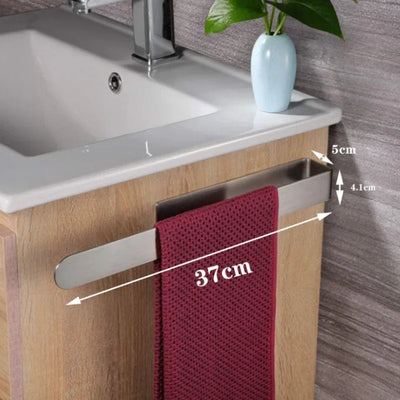 No Drilling Towel Holder Rack Rail Adhesive Towel Bar Stainless Steel Kitchen Bathroom Accessories Black Brushed Hanger