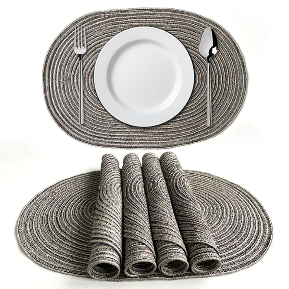 Oval Table Place Mats Pad Braided Non-slip Heat Insulation Placemat Kitchen Accessories Farmhouse Decor Bowl Dish Pad Mat