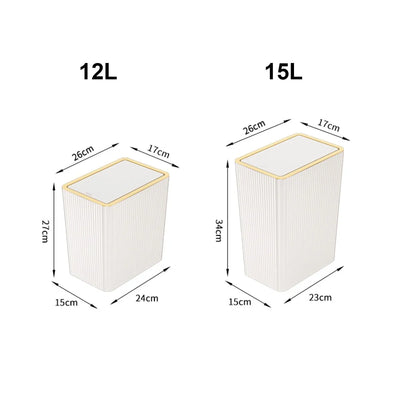 12/15L Household Trash Can Nordic Gold Covered Trash Can with Lid for Bathroom Living Room Kitchen Bedroom Household Products