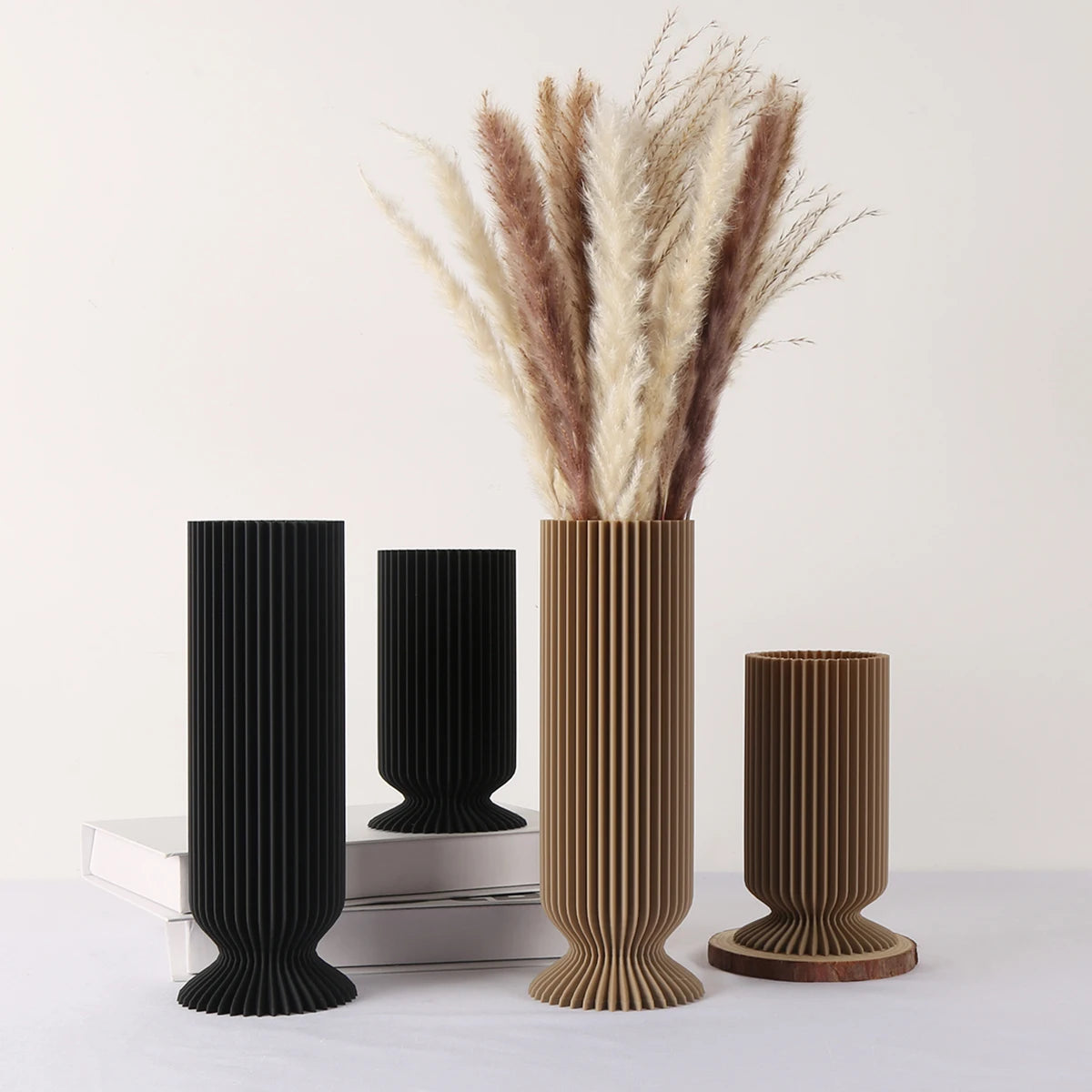 Elegant Black Plastic Vase - Boho Chic Decorative Centerpiece for Home, Office, and Living Room