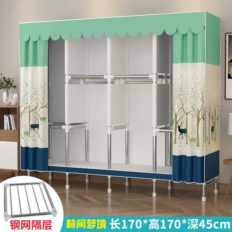 Simple Steel Frame Wardrobe  Easy Assembly, NonWoven Fabric Closet, Durable Storage Solution, Bedroom Organization