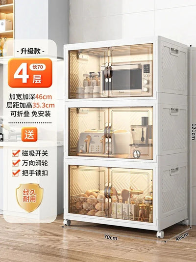 Modern Multi-layer Storage Rack with Wheels Plastic Kitchen Cabinets Home Kitchen Sideboards Collapsible Bedroom Storage Cabinet